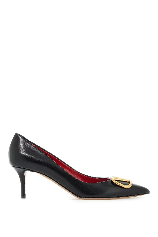 Smooth Leather Vlogo Signature Décollet  - Black---Comfortable Leather Pumps for Office and Everyday Wear