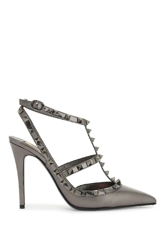 Versatile Heeled Sandals for Any Occasion---Rockstud Slingback  - Grey