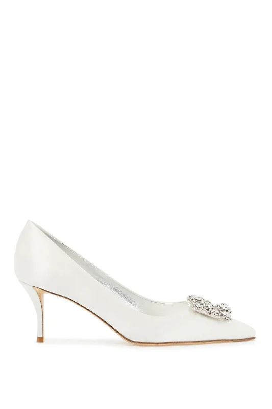 Satin Décolleté With Flower Str  - WhiteAffordable Satin Heels with a Luxe Touch