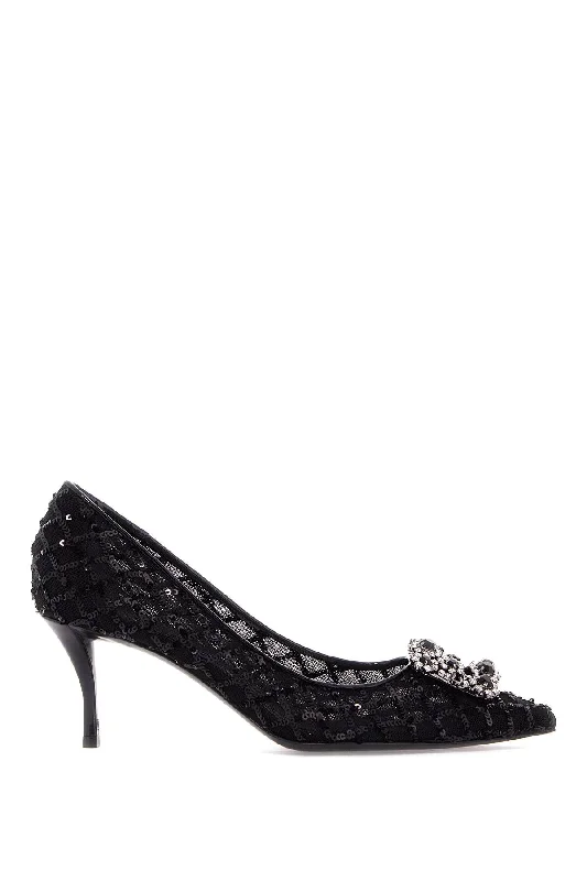 Versatile Heeled Sandals for Any Occasion---"mesh Efflorescence Décol  - Black