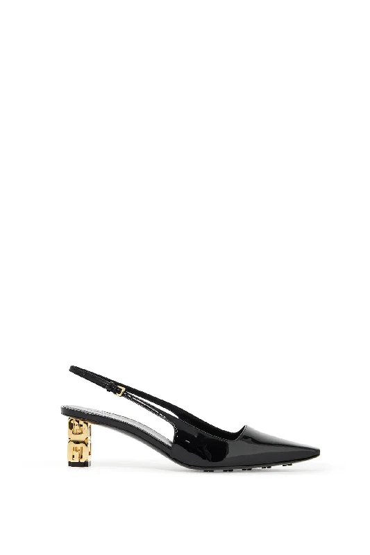 Sleek and Shiny Patent Pump Heels for a Polished Look--G Cube Patent Leather Slingback Décol  - Black