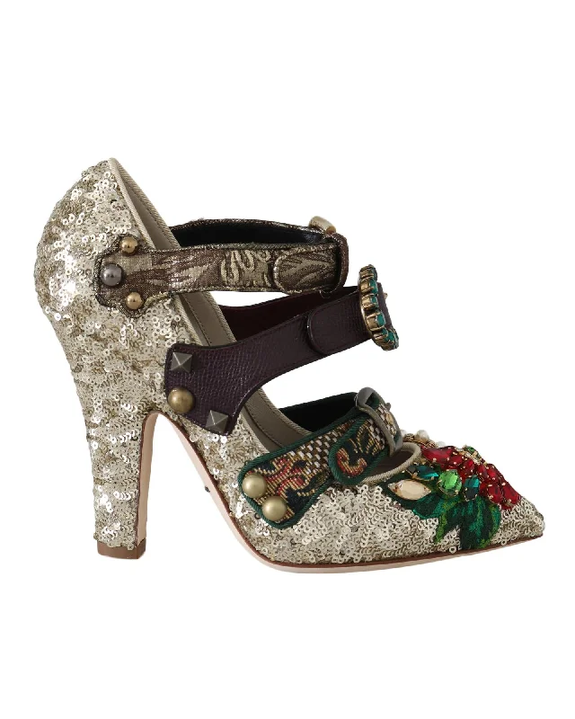 Dolce & Gabbana Women's Sequin Pumps with Buckle---Trendy Glitter Heels for a Glamorous Look