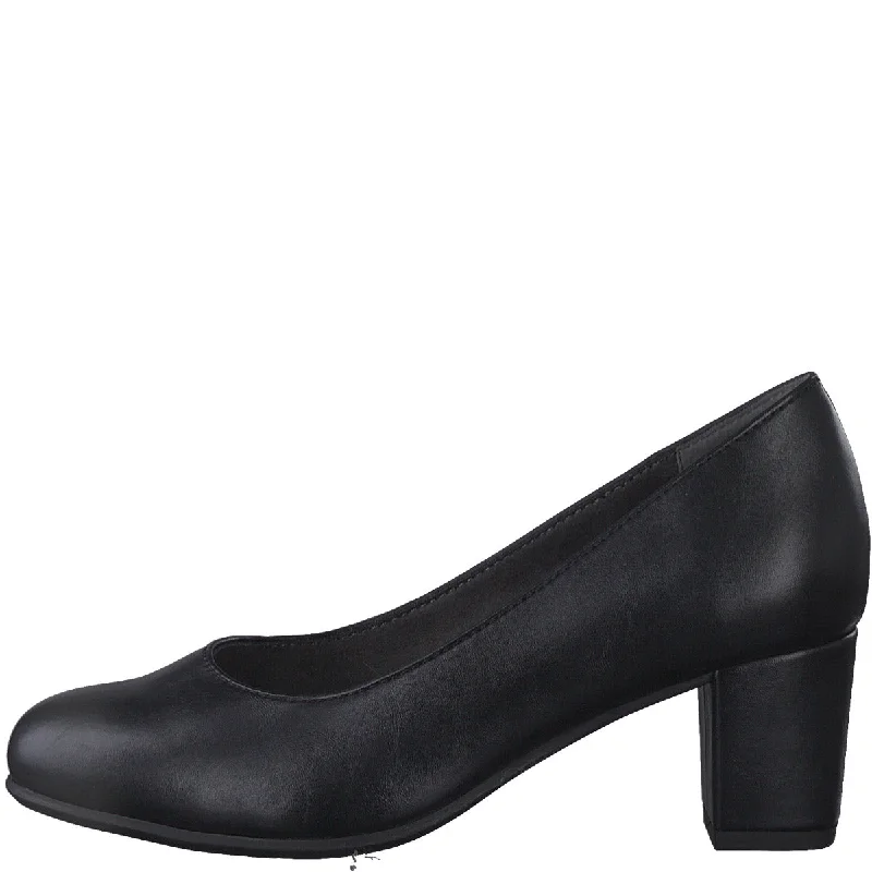 Classic Black Faux Leather Heel---Comfortable Leather Pumps for Office and Everyday Wear