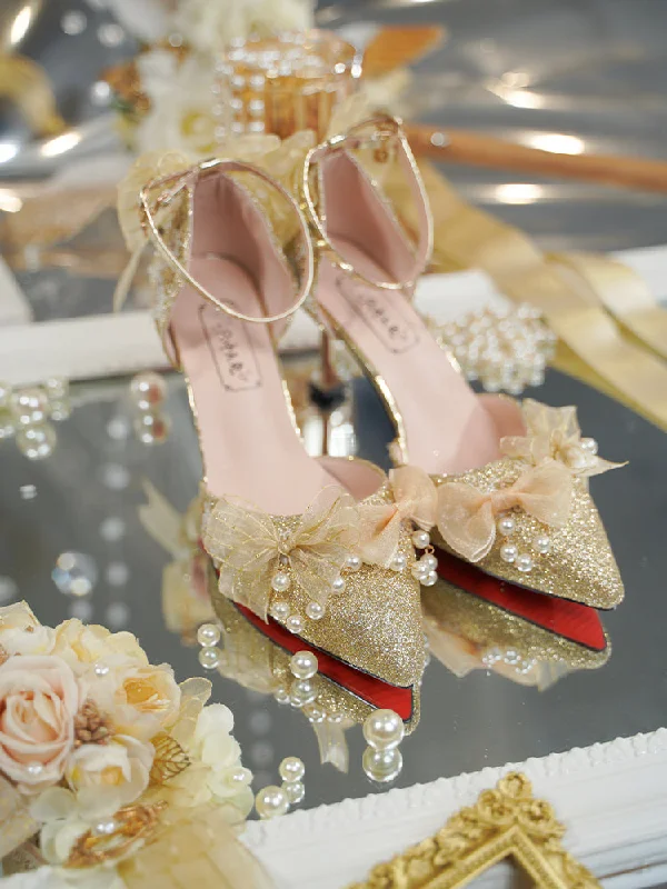 Versatile Heeled Sandals for Any Occasion---Sky Rabbit~Song of Dawn~Golden Bride Lolita Handmade High Heels