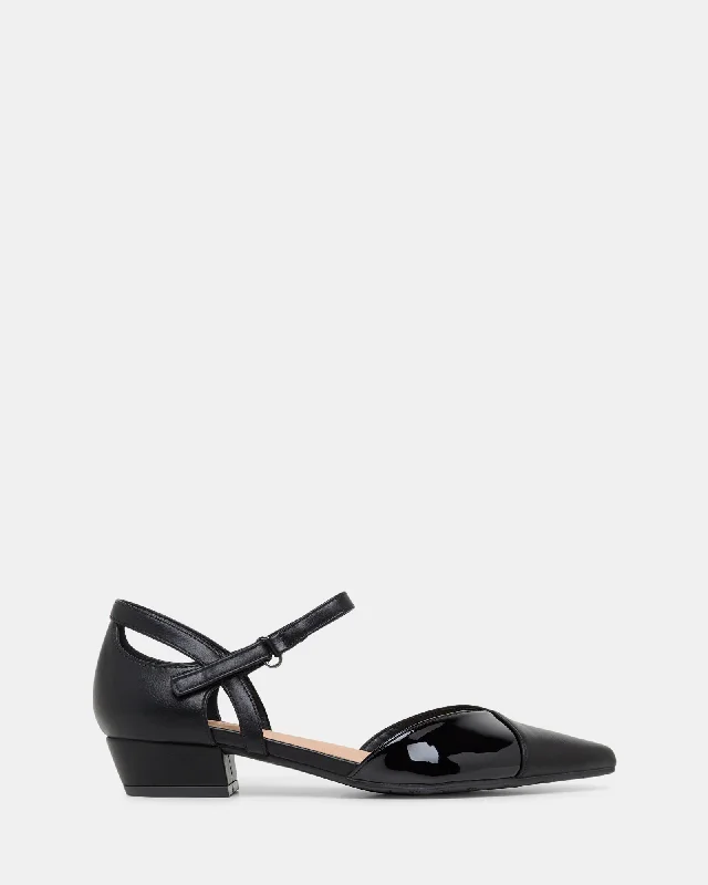 Abbey Black/Black Patent---Fashionable Kitten Heels for Date Night