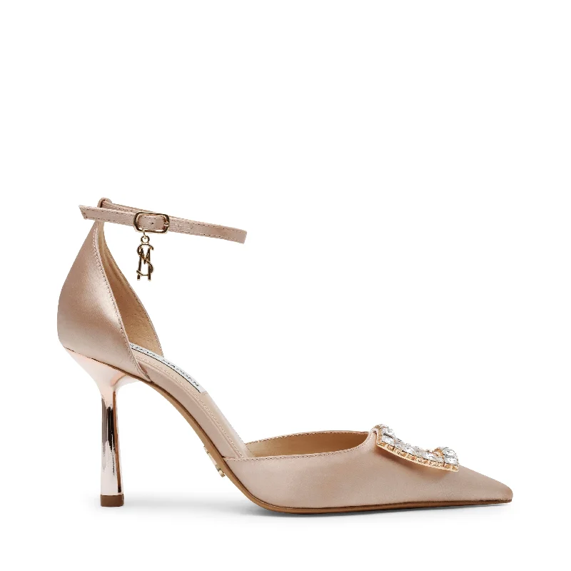 ACCESSION CHAMPAGNE SATN---Fashionable Kitten Heels for Date Night