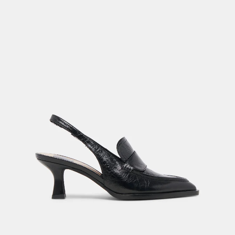 Sleek and Shiny Patent Pump Heels for a Polished Look--ADELE HEELS MIDNIGHT CRINKLE PATENT LEATHER