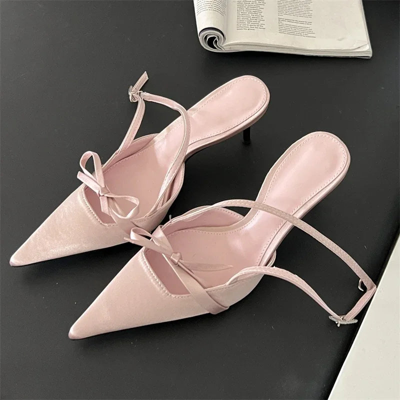 Stiletto Heel Pumps with Perfect Fit--Advbridge Fashion Design Silk Pointed Toe Women Pumps Stripper Belt Buckle Sexy Party Thin Heels Mule Female Shoes-Fashionable & Classic