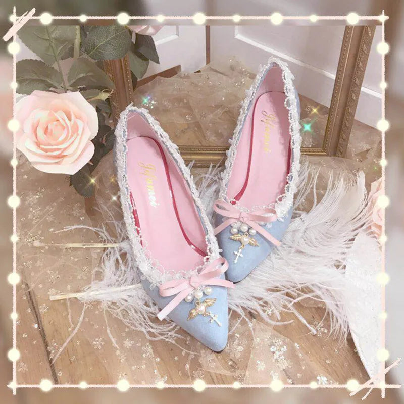 Stiletto Heel Pumps with Perfect Fit--Advbridge Lolita Pointed Toe Pumps Women's Shoes High Heel 7.5cm French Shallow Mouth Cute Kawaii Shoes Cosplay Loli Daily Single Shoes-Fashionable & Classic