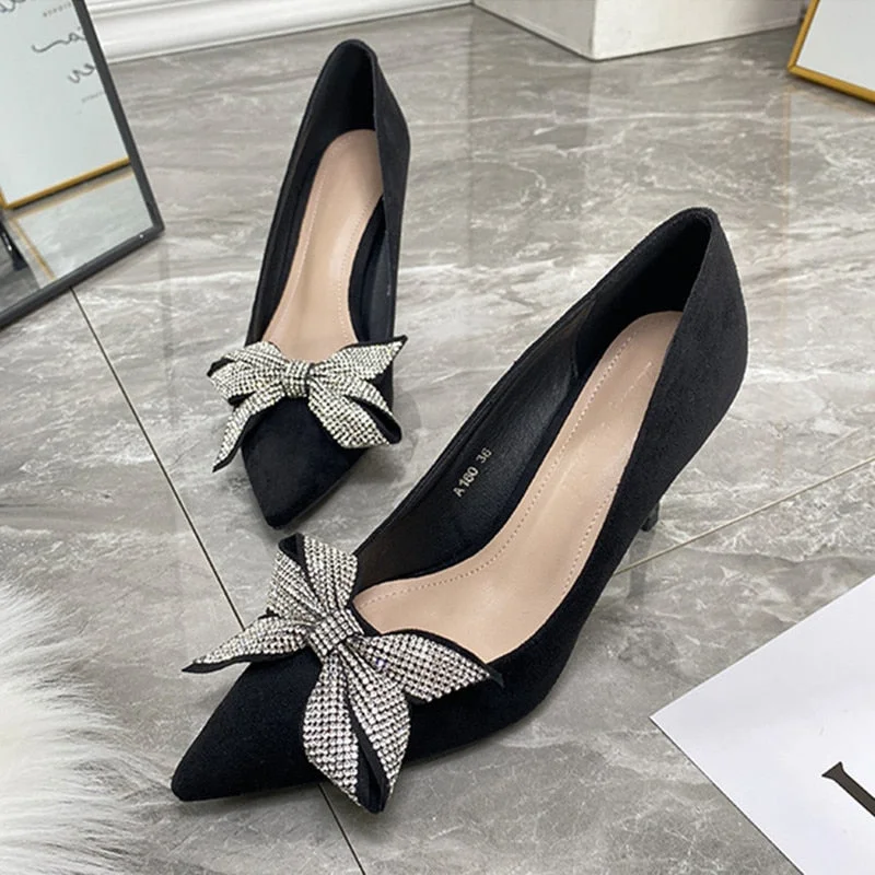 Stiletto Heel Pumps with Perfect Fit--Advbridge Sexy Women Pumps Fashion New Spring/Autumn Pointed Toe Womans Office Career High Heels Butterfly-knot Female Daliy Heeled Shoes-Fashionable & Classic