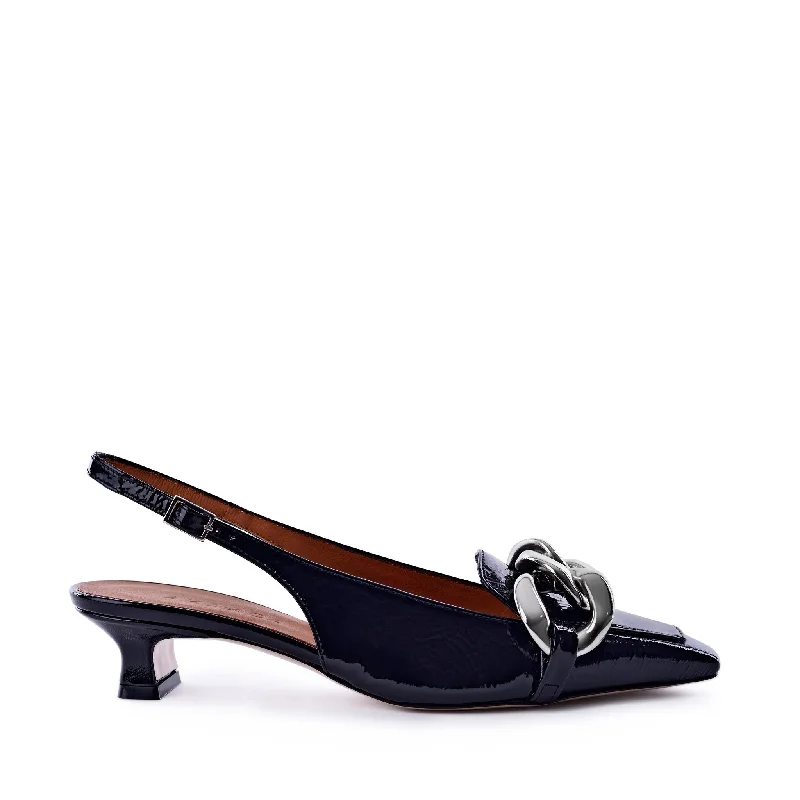 Erity Black Naplak Slingback Pumps---Fashionable Kitten Heels for Date Night