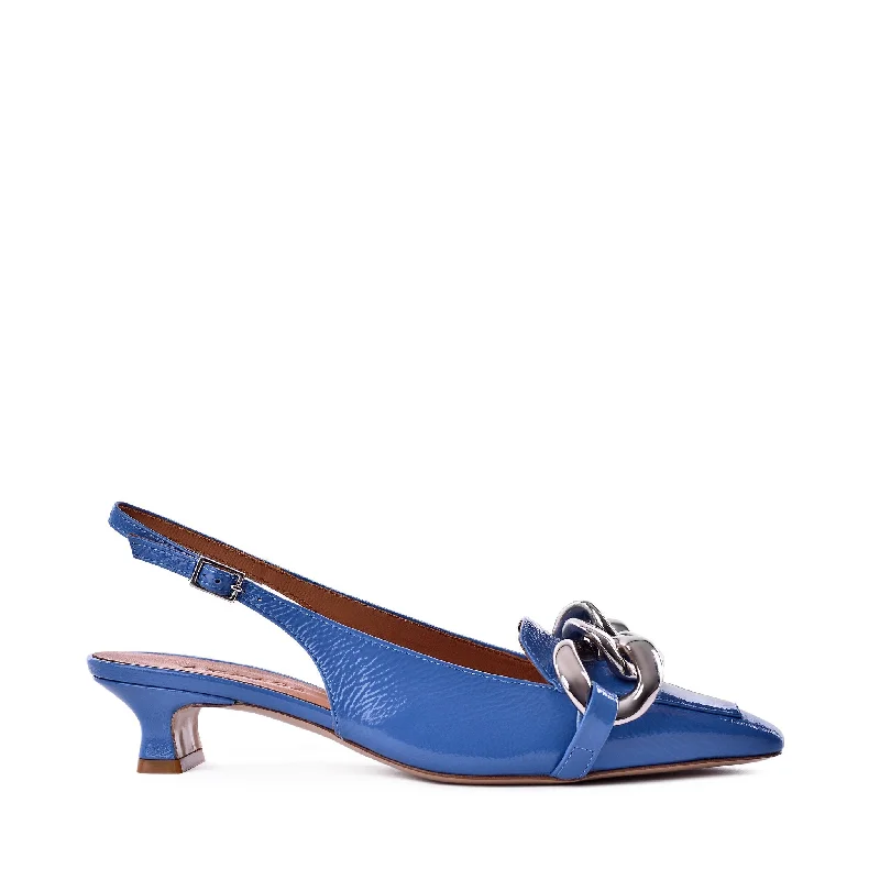 Erity Light Blue Naplak Slingback Pumps---Fashionable Kitten Heels for Date Night