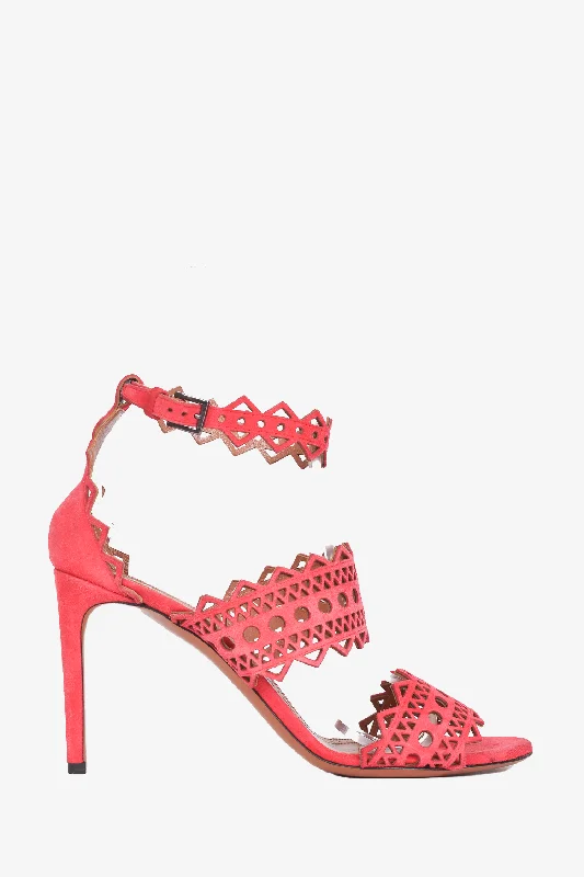 Alaia Coral Laser Cut Strappy Heels Size 40---Affordable Strappy Platform Heels with Premium Quality