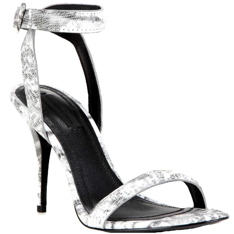 Versatile Dress Heels for Formal and Casual Wear---Antonia Heel Lizard Calf, Black/White