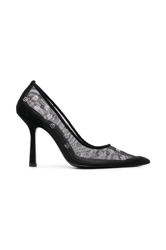 Affordable Rhinestone Pumps for a Dazzling Look---Alexander Wang Delphine Crystal Mesh Pump Heel - Black