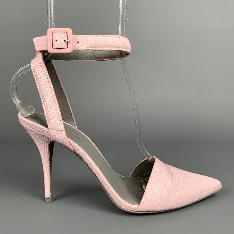 Stylish Ankle Strap Heels for Women--ALEXANDER WANG Size 8 Lilac Embossed Leather Ankle Strap Pumps