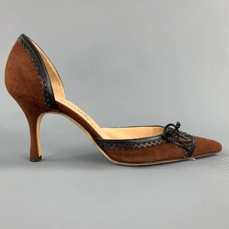 Affordable Suede Ankle Pumps for All-Day Wear--ALEXANDRA NEEL Size 6.5 Brown Suede D'Orsay Pumps