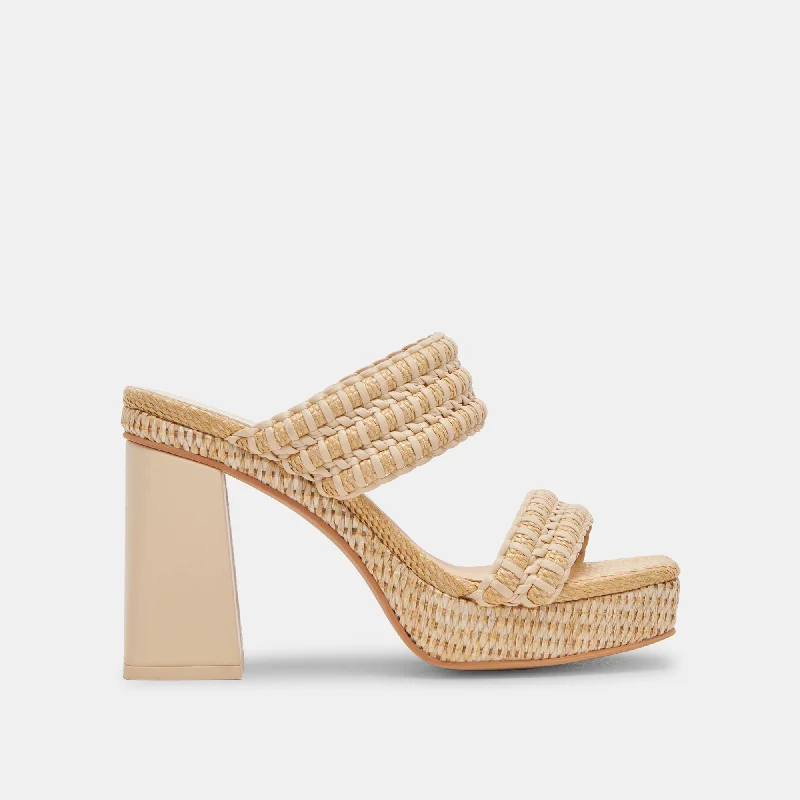 Stiletto Heel Pumps with Perfect Fit--ALFRED HEELS LT NATURAL RAFFIA-Fashionable & Classic