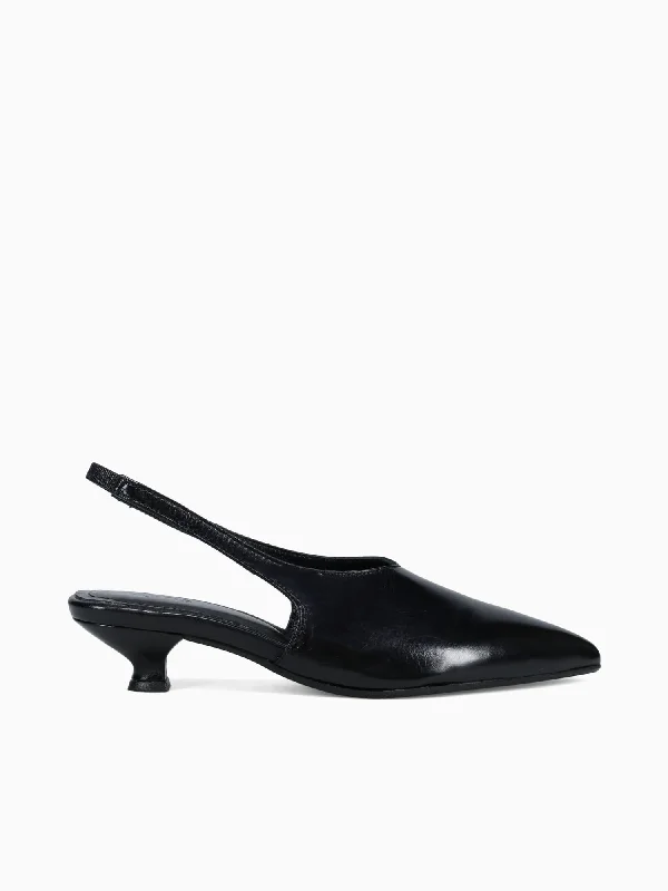 Eros Black Leather---Comfortable Leather Pumps for Office and Everyday Wear