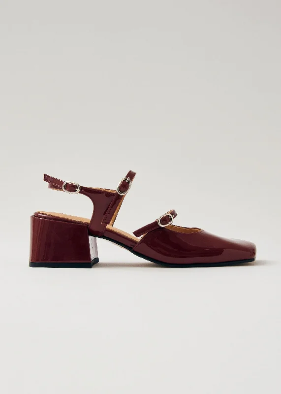 Withnee Onix Leather Pumps Burgundy Red---Comfortable Leather Pumps for Office and Everyday Wear