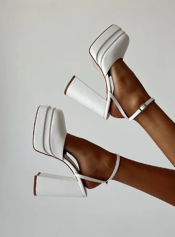 Stylish Platform Heels for Extra Height--Alto Platform Heels Matte White