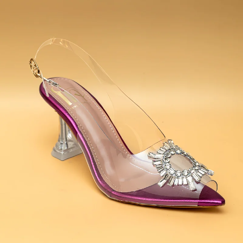 Affordable Rhinestone Pumps for a Dazzling Look---Amina Rhinestone Broach Heels - Pink