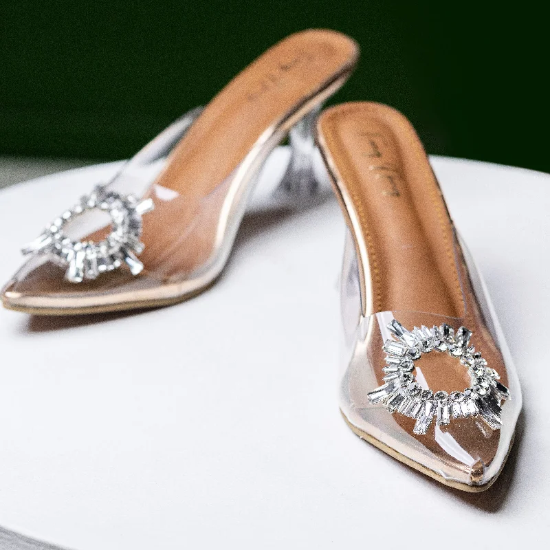 Affordable Rhinestone Pumps for a Dazzling Look---Amina Rhinestone Broach Heels - Rose Gold