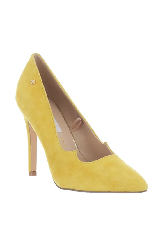 Affordable Suede Ankle Pumps for All-Day Wear--Amy Huberman Permission Suede Court Shoes, Yellow