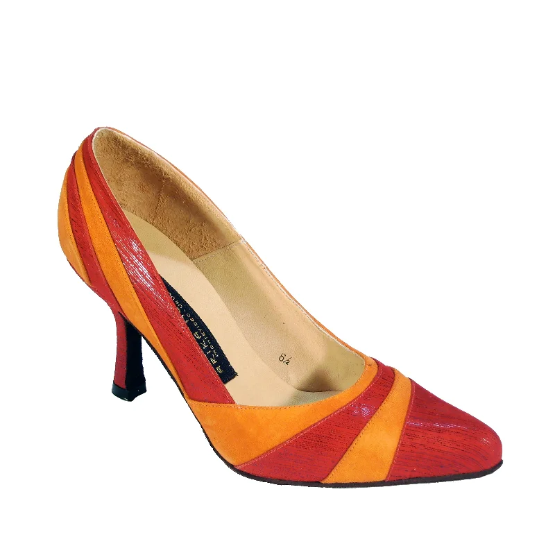 Affordable Suede Ankle Pumps for All-Day Wear--AN: Imagina: Red Lipstick & Tangerine | 3" Optima | MED | Suede Sole | Jersey Boys Original | Limited Edition