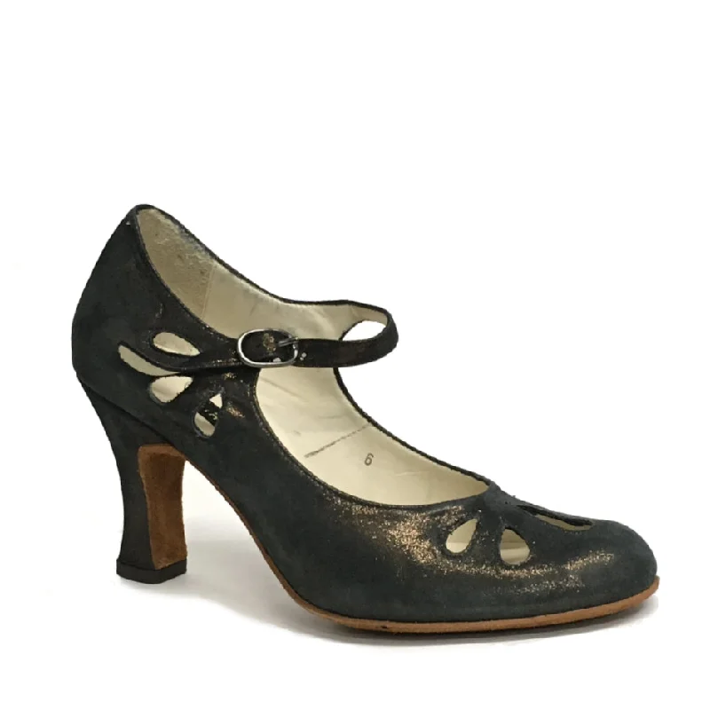 Affordable Suede Ankle Pumps for All-Day Wear--AN: Pantera Rubia Fresca: Deep Bronze Shimmer | 3.0" 1940s | MED | Suede Sole | Limited Edition