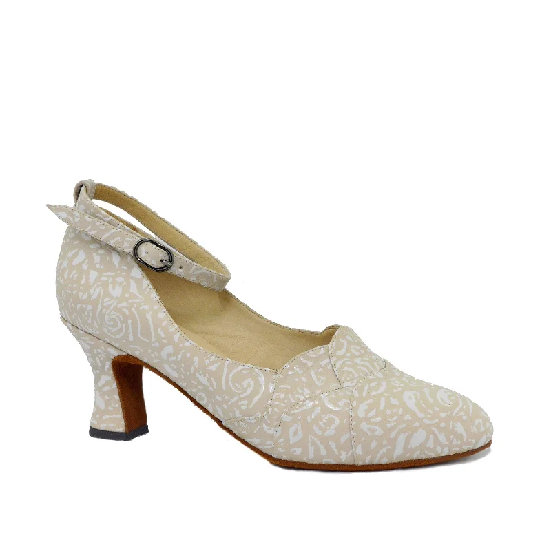 Affordable Suede Ankle Pumps for All-Day Wear--AN: Petalo: Cream Floral Embossed | 2.5" Famosa | MED | Suede Sole | Limited Edition