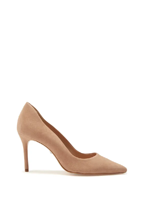 Affordable Suede Ankle Pumps for All-Day Wear--Analira Mid Heel Pump - Honey Beige Suede