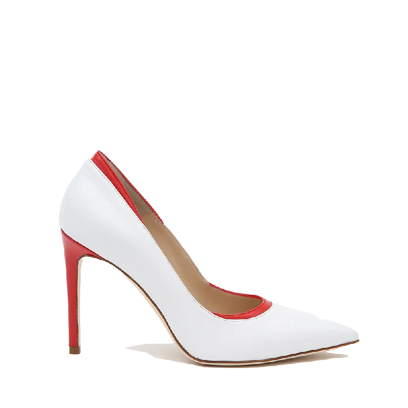 Stiletto Heel Pumps with Perfect Fit--Anna Milky White and Ruby Red Pumps-Fashionable & Classic