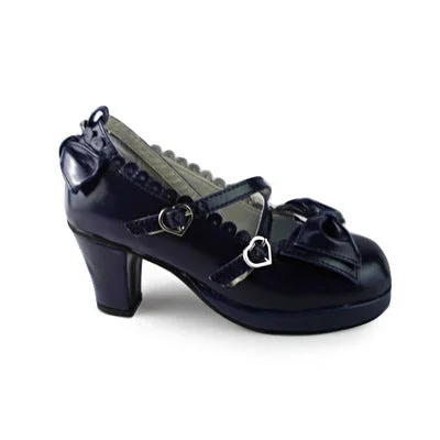 navy blue 6.3cm heel-1cm platform