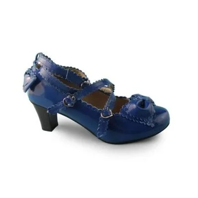 shining navy blue 6.3cm heel