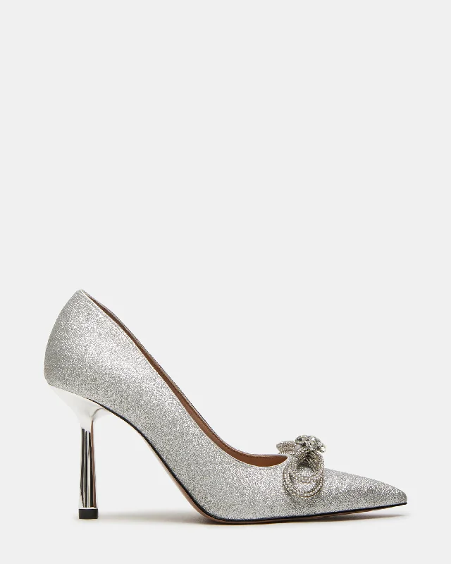 ANTOINETTE SILVER GLITTER---Trendy Glitter Heels for a Glamorous Look