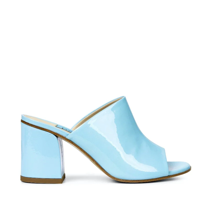 Sleek and Shiny Patent Pump Heels for a Polished Look--Light Blue Patent Mule