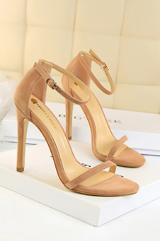 Apricot Strappy Stiletto Heels---Affordable Strappy Platform Heels with Premium Quality