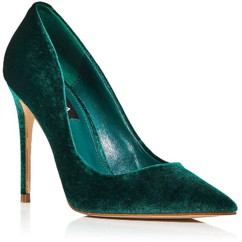 Luxurious Velvet Women's Pumps with Soft Finish---Aqua Womens Brit Velvet Slip-On Pumps