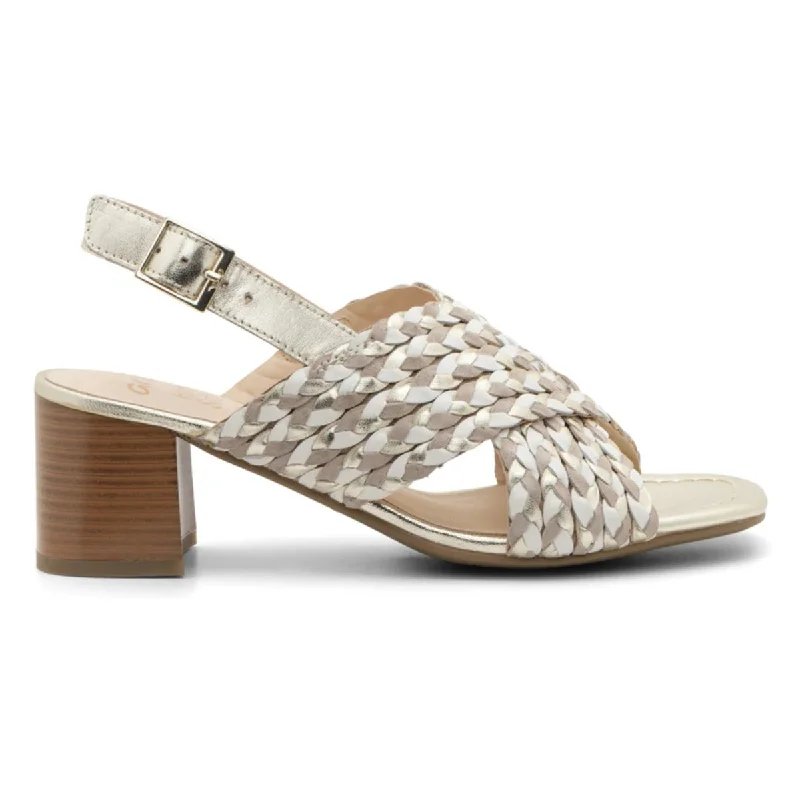 Ara Women's Benson Sand Metallic Woven Leather---Comfortable Leather Pumps for Office and Everyday Wear