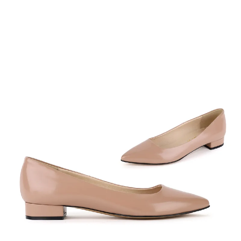 ARI- beige leather---Comfortable Leather Pumps for Office and Everyday Wear