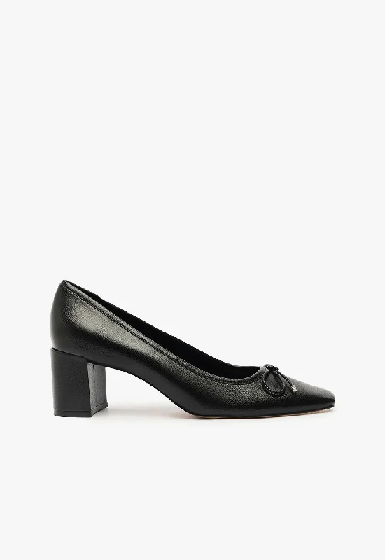 Arissa Block Leather Pump---Comfortable Leather Pumps for Office and Everyday Wear