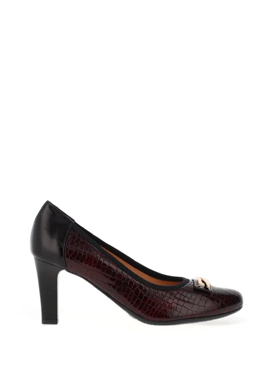 Sleek and Shiny Patent Pump Heels for a Polished Look--Bioeco by Arka Leather Patent Trim Court Shoes, Burgundy