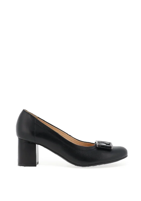 Sleek and Shiny Patent Pump Heels for a Polished Look--Bioeco by Arka Leather & Patent Block Heel Shoes, Black