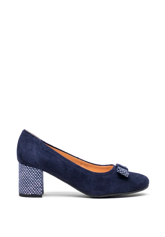 Affordable Suede Ankle Pumps for All-Day Wear--Bioeco by Arka Leather Suede Bow Court Shoes, Navy