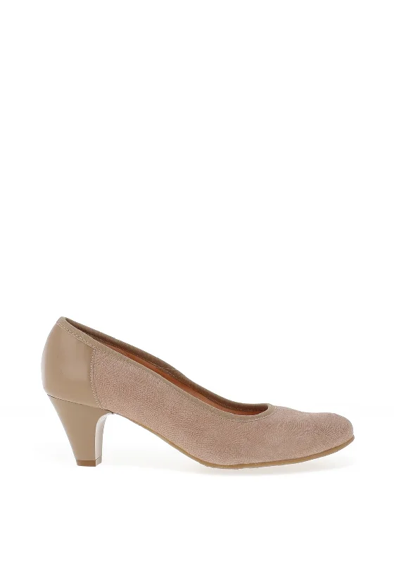 Affordable Suede Ankle Pumps for All-Day Wear--Bioeco By Arka Patterned Suede Heeled Shoe, Nude