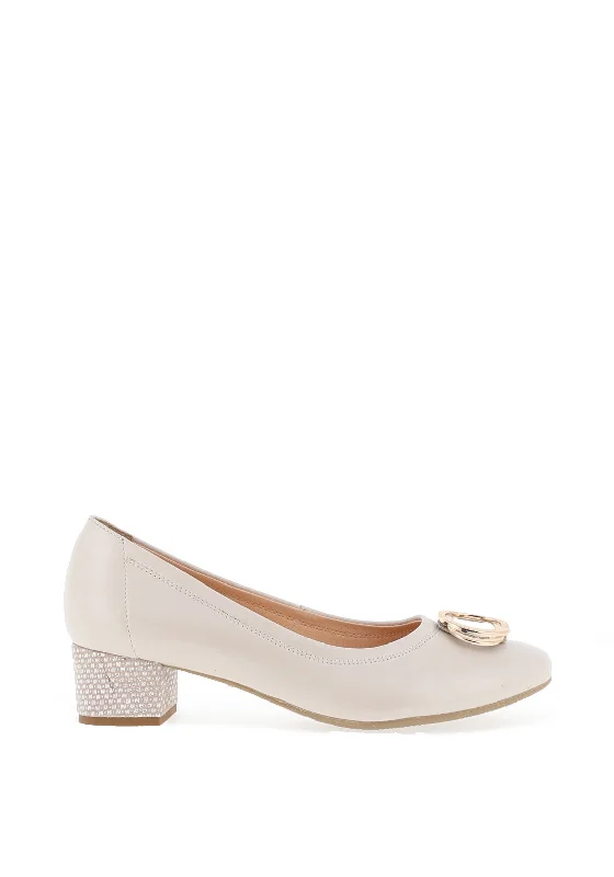 Trendy Chunky Heel Pumps for Casual Wear--Bioeco by Arka Shimmer Low Block Heel Shoes, Pearl