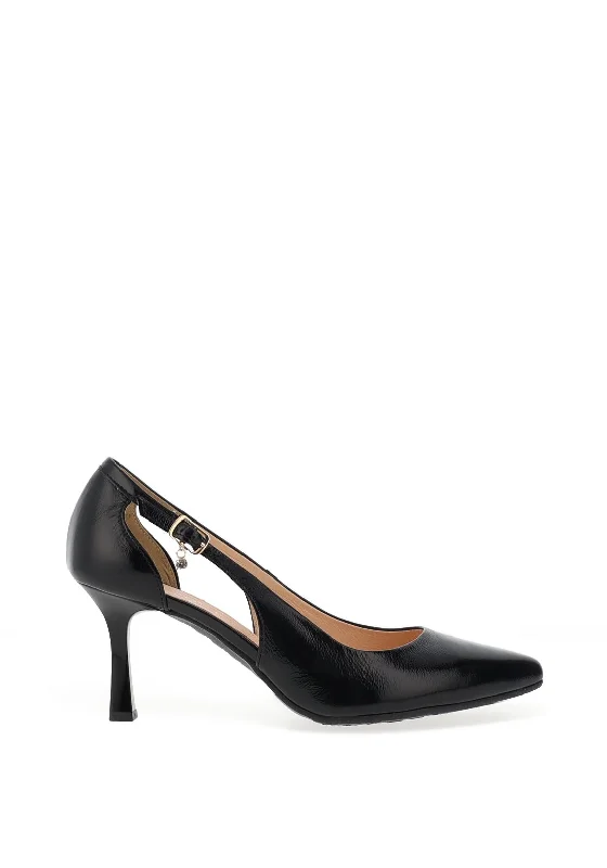 Sleek and Shiny Patent Pump Heels for a Polished Look--Bioeco By Arka Patent Heeled Court Shoes, Black