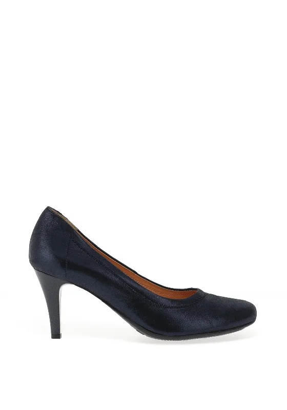 Bioeco by Arka Leather Metallic Bow Heeled Shoes, Navy---Charming Bow Pumps for a Cute and Stylish Look