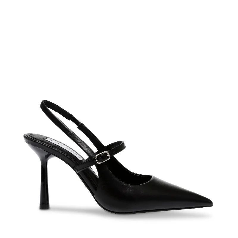 Armour Slingback BLACK LEATHER---Comfortable Leather Pumps for Office and Everyday Wear